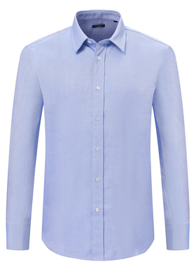 185001蓝色-2 棉100% 进口长袖衬衫男商务正装男士上班纯棉衬衣