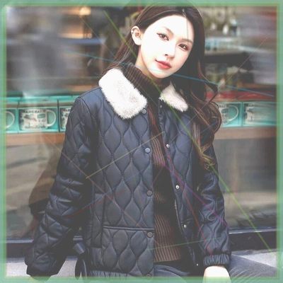 不裂皮免洗羽绒棉服女短款皮衣冬季新款时尚洋气减龄百搭加厚外套