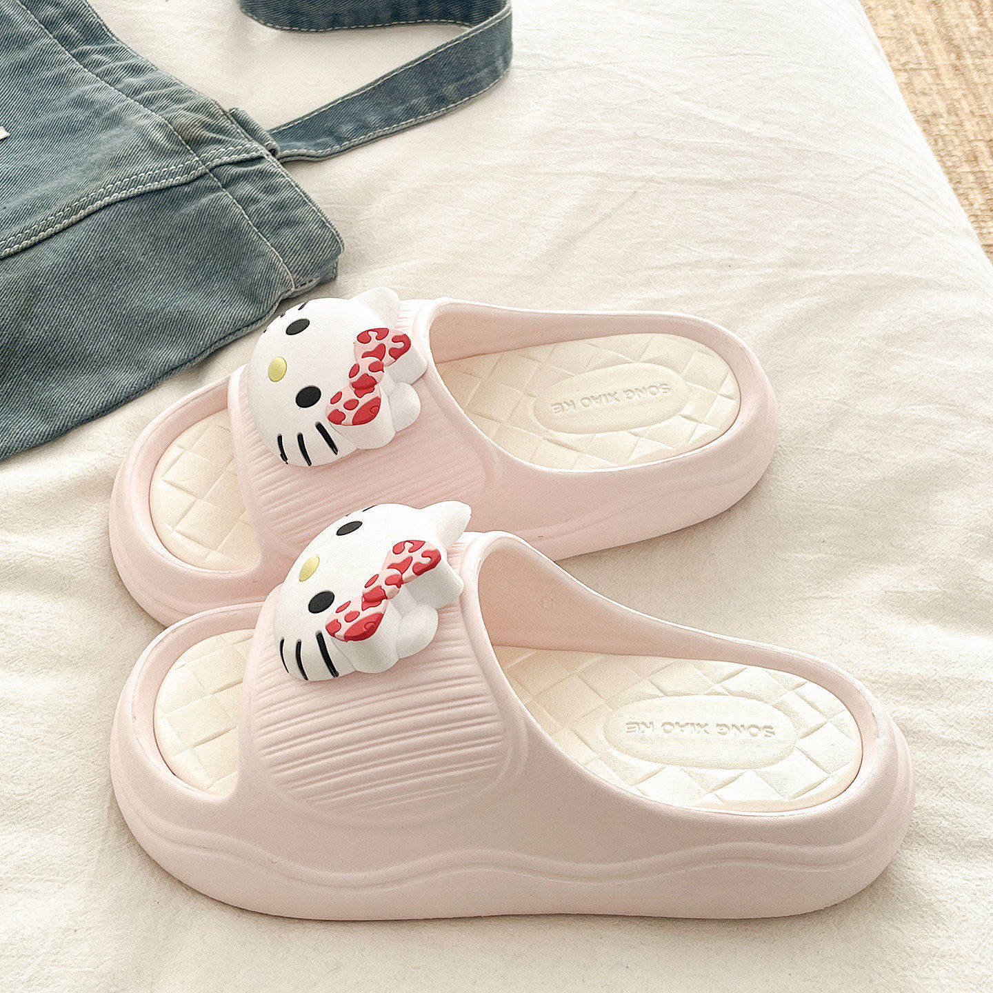 拖鞋女外穿夏季2026新款家居室内厚底浴室防滑可爱豹纹kt猫凉拖鞋,女鞋,一字拖,淘宝优惠券,粉丝福利购,淘宝优惠卷