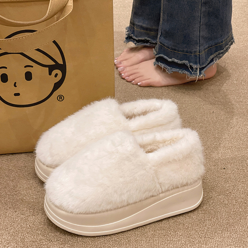 月子棉拖鞋女冬季外穿2025新款室内家居毛绒保暖厚底增高包跟棉鞋