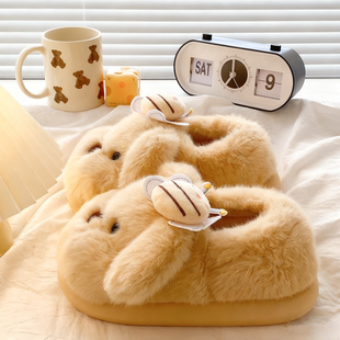 厚底加绒保暖学生宿舍包跟棉鞋 女冬季 外穿 可爱小狗棉拖鞋 2025新款
