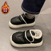 外穿加绒保暖居家厚底防滑羽绒布防水包跟棉鞋 魔术贴棉拖鞋 女冬季