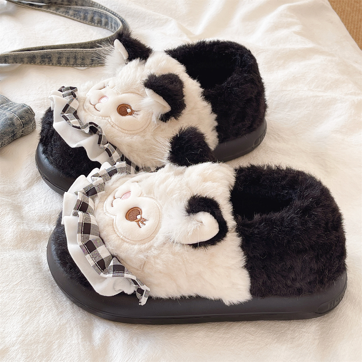棉拖鞋女冬季外穿2025新款可爱居家室内包跟毛绒保暖防滑月子棉鞋