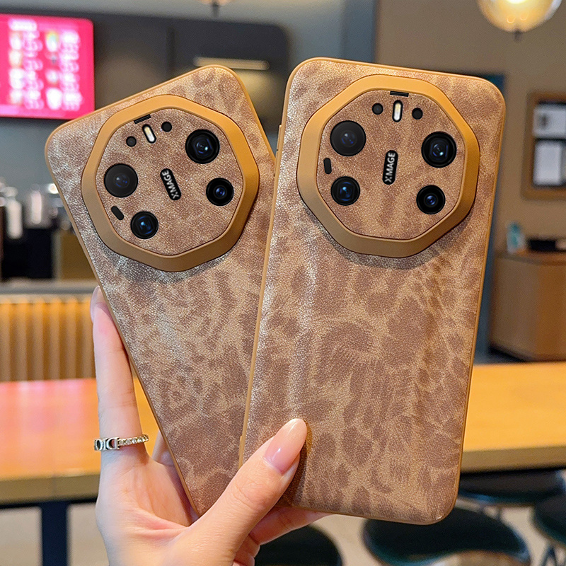 适用华为Mate80RS非凡大师手机壳豹纹皮纹简约商务个性创意防摔保护套潮女