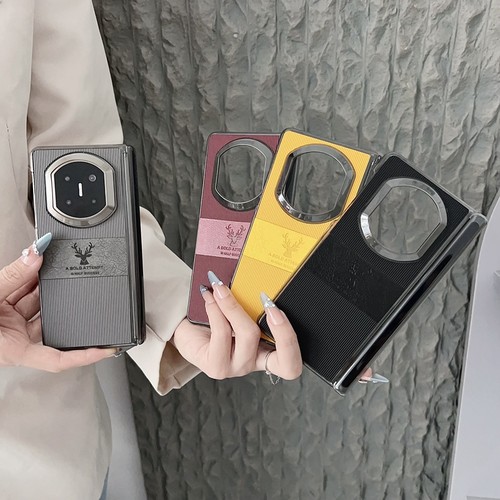 适用华为Mate X7折叠手机壳双中轴皮纹小鹿磁吸简约商务个性创意防摔男女款保护套潮