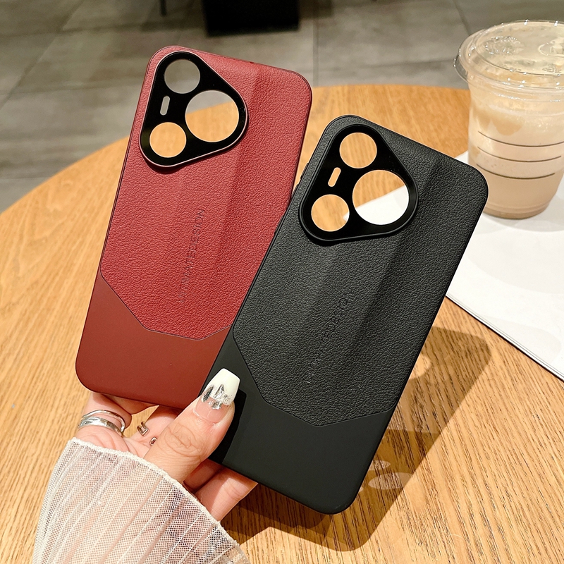 简约商务个性创意拼色拼接荔枝皮纹秒变非凡大师适用华为Pura70/80pro手机壳防摔男女款Pura70ultra保护套潮