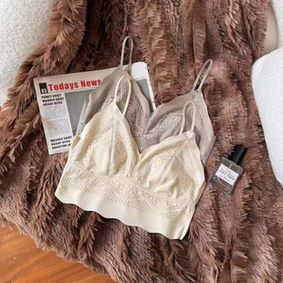 薄款 蕾丝吊带一体杯细肩带文胸一片式 文胸 爆款 美背内衣2026新款