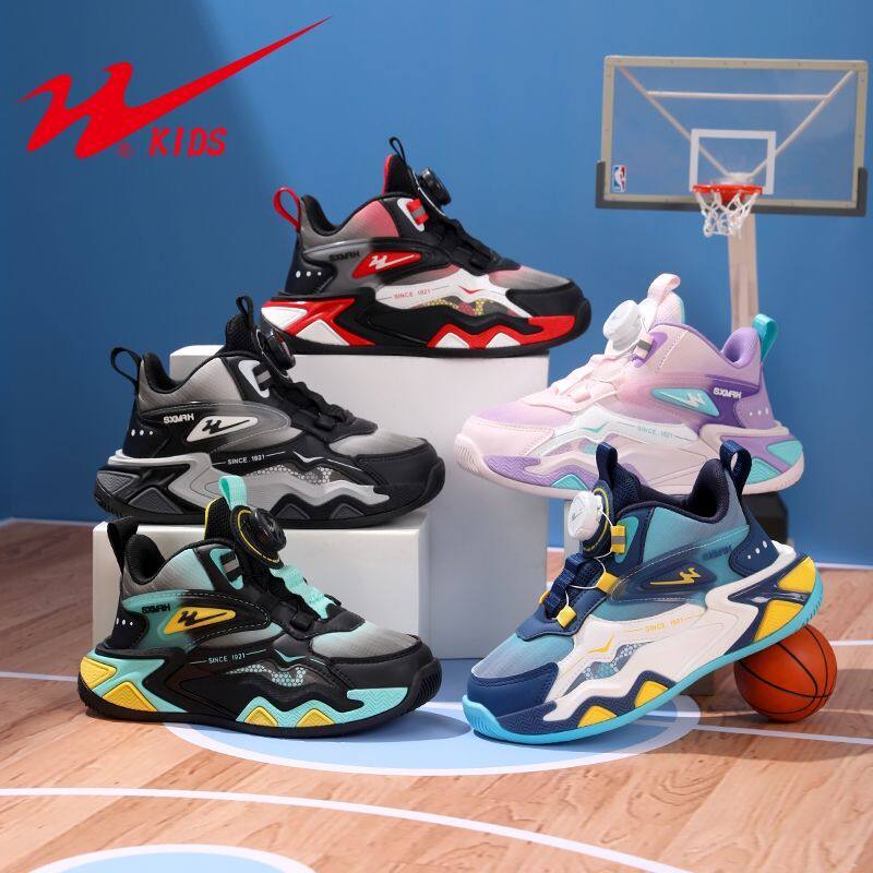 双星儿童篮球鞋春秋皮面防水男女童运动鞋中小学生软底防滑跑步鞋