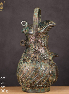 青铜器仿古摆件西周鹰嘴鱼形卣办公室装饰商务礼品收藏品