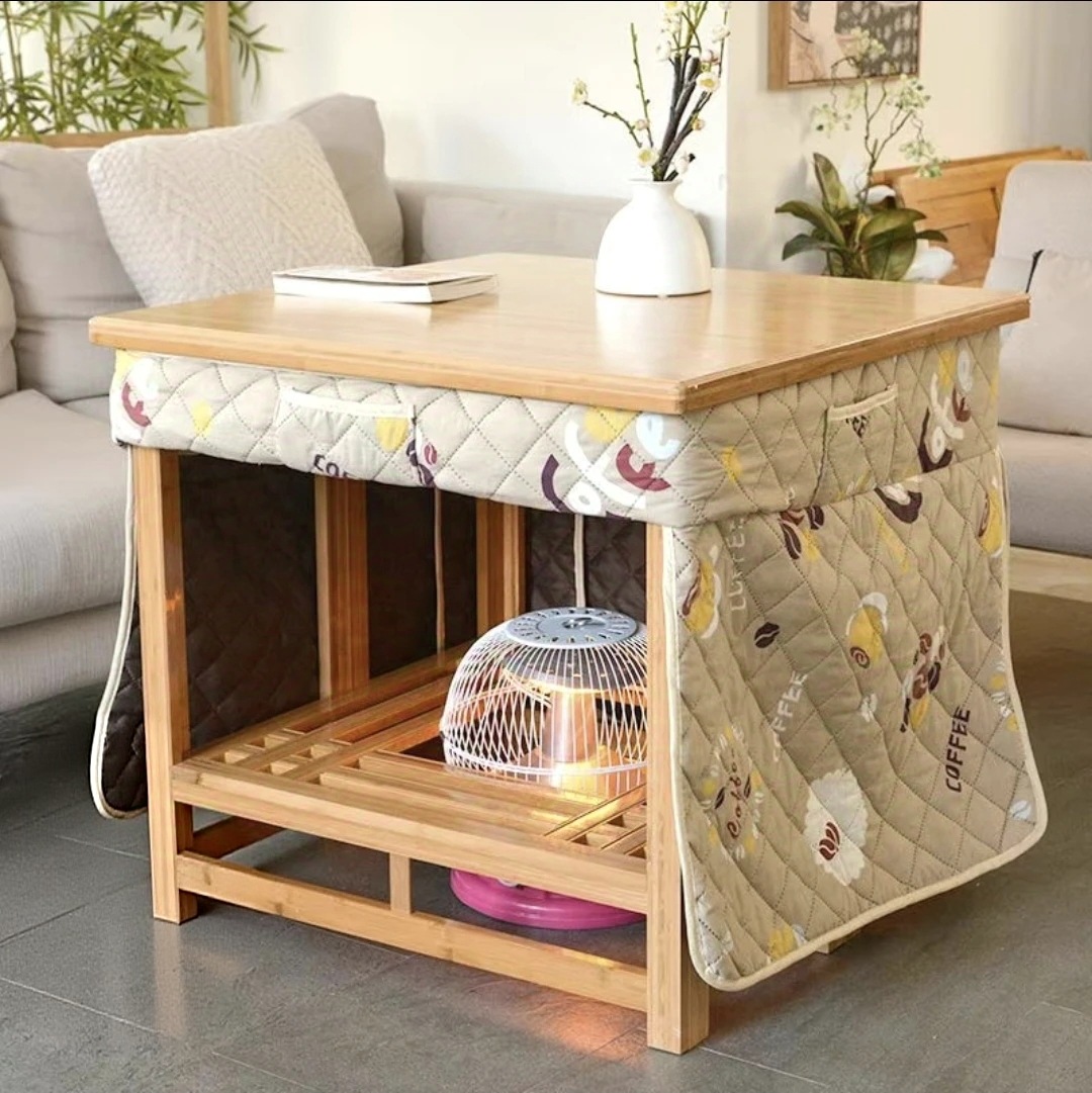 冬季烤火桌子家用折叠长方形实木