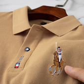 正品 长袖 纯棉男士 翻领刺绣中年上衣 polo衫 保罗秋冬季 t恤大码 厚款