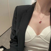 精工版 王楚钦同款 福禄项链女镀18k玫瑰金轻奢红玉髓高级感锁骨链