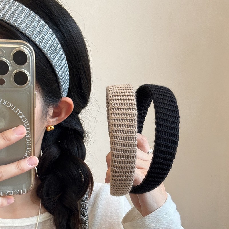韩系毛线针织发箍女纯色高级感