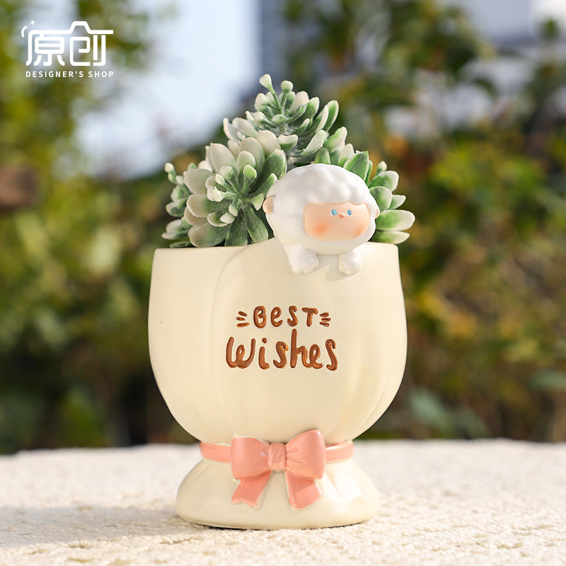 欢喜予你小花盆可爱卡通小动物手捧花创意造型办公室桌面多肉花盆,家居饰品,花盆,淘宝优惠券,粉丝福利购,淘宝优惠卷