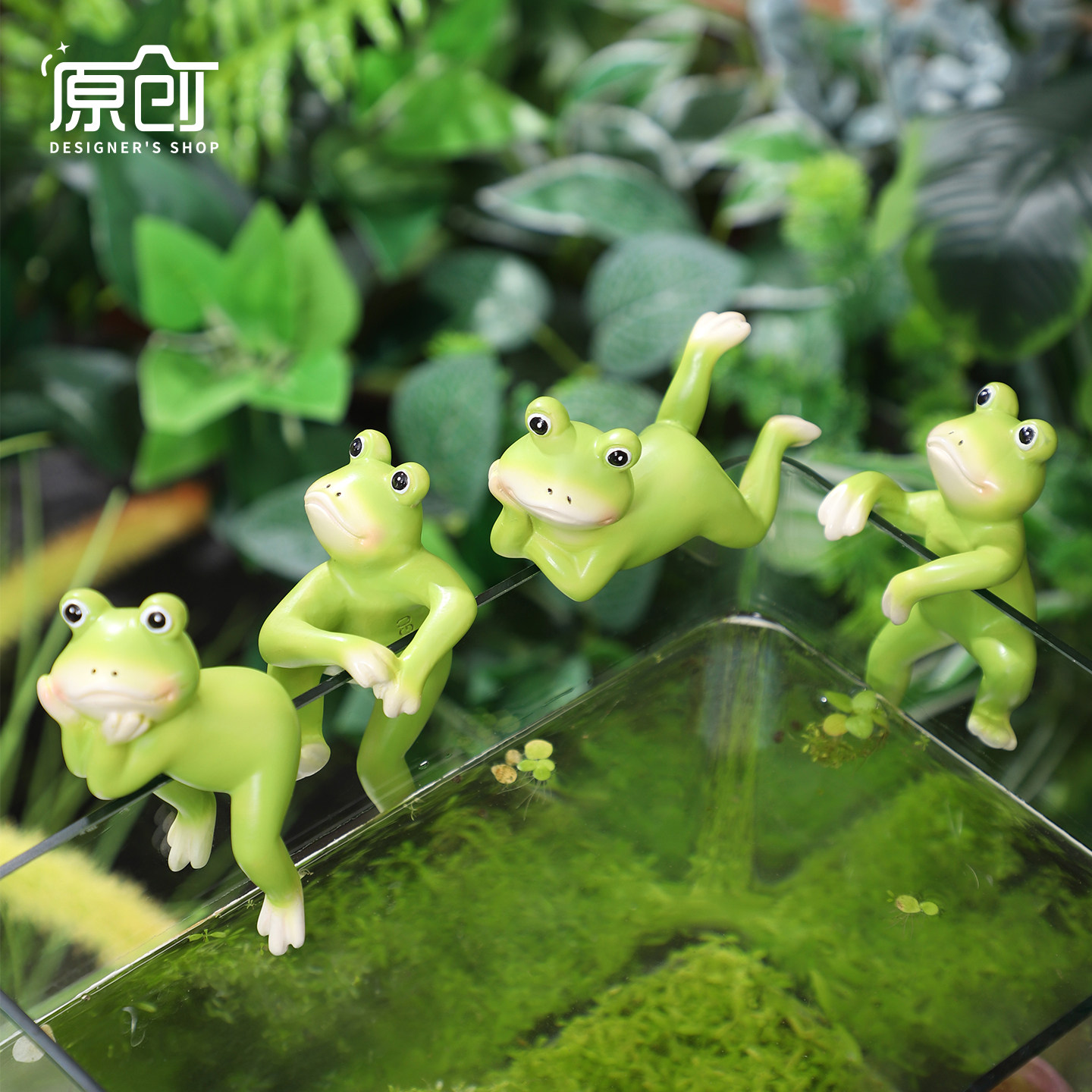 跳跳蛙鱼缸边缘挂件多肉花盆装饰庭院花园造景布置仿真小青蛙摆件图片