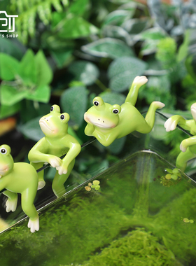 跳跳蛙鱼缸边缘挂件多肉花盆装饰庭院花园造景布置仿真小青蛙摆件