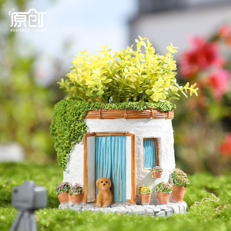 浪漫小屋多肉花盆创意精致造型阳台花园微景观植物盆栽装饰小花盆