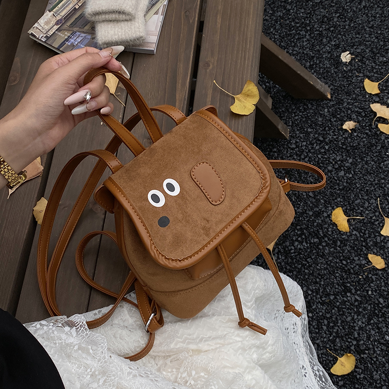 可爱小狗双肩包女2025新款大学生通勤秋冬美拉德棕色书包小背包潮