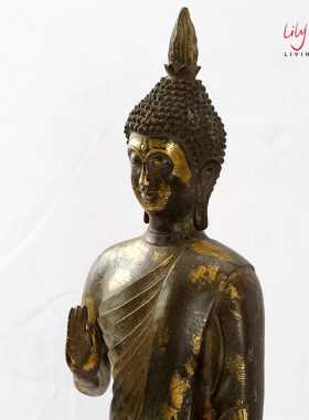 鎏金站佛美丽华伦铜复古桌面软装