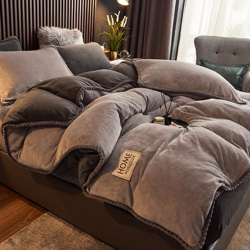 冬天加绒四件套牛奶绒被套单件