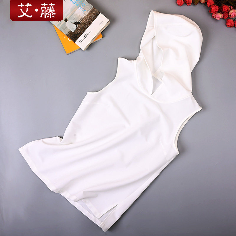 艾藤新品百搭连帽背心叠穿无袖打底衫帽子衫内搭四季穿上衣