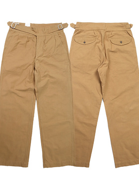 NON STOCK 宽松复古军旅廓尔格卡其裤男宽松咔叽长裤百慕大中裤男