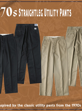 NON STOCK L874 复古中高腰直筒工装休闲裤阔腿纯色拉链卡其长裤