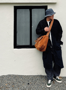 春夏日系复古重磅帆布工装水洗做旧托特包斜挎包头盔包旅行包男女
