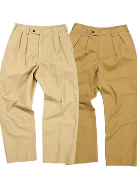 NON STOCK休闲百搭两褶工装长裤三本针美式复古直筒宽松卡其裤M51