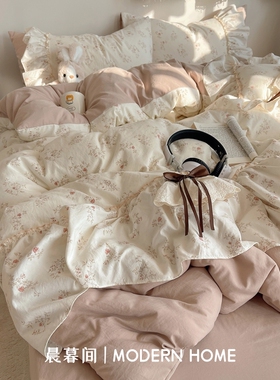公主风蝴蝶结床上四件套床单被套被罩法式花边床品宿舍三件套床笠