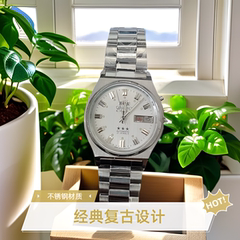 东方双狮机械表男表全钢防水全自动机械表怀旧双狮三星机械表