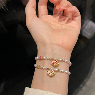 天然淡水真珍珠手链小木马轻奢手链小众新中式马上有钱