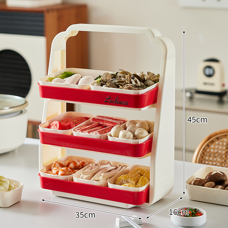 厨房多功能备菜架放菜收纳盒多层台面置物架火锅配菜神器家用蔬菜