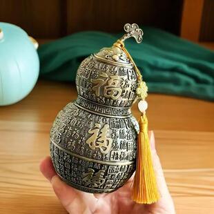 高档家用复古葫芦合金牙签筒创意按压客厅牙签餐厅手压自动牙签筒