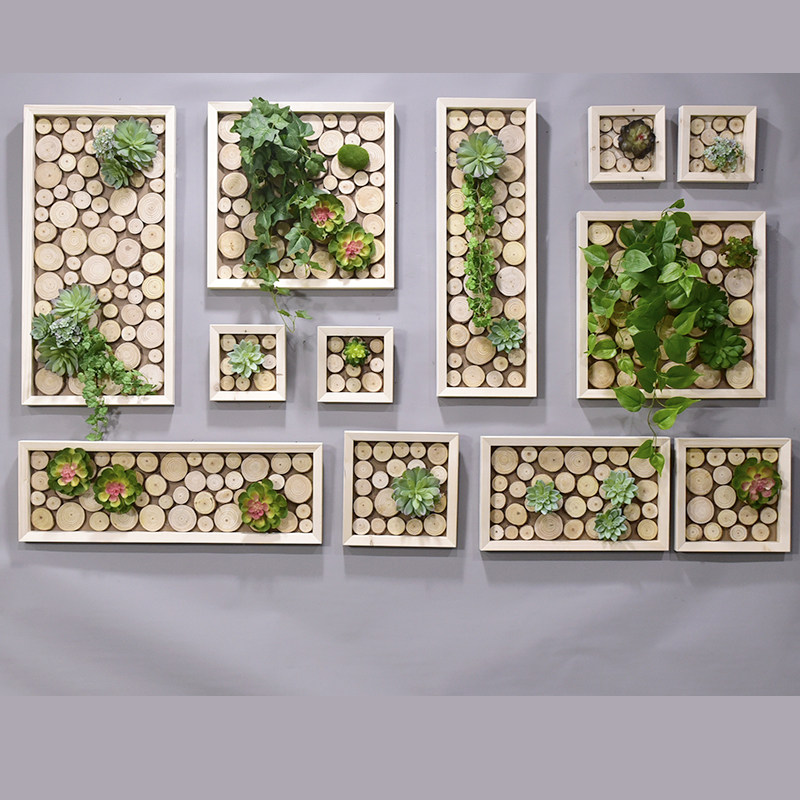 仿真绿植多肉墙面壁创意实木树枝壁挂民宿玄关客厅房间墙上装饰品