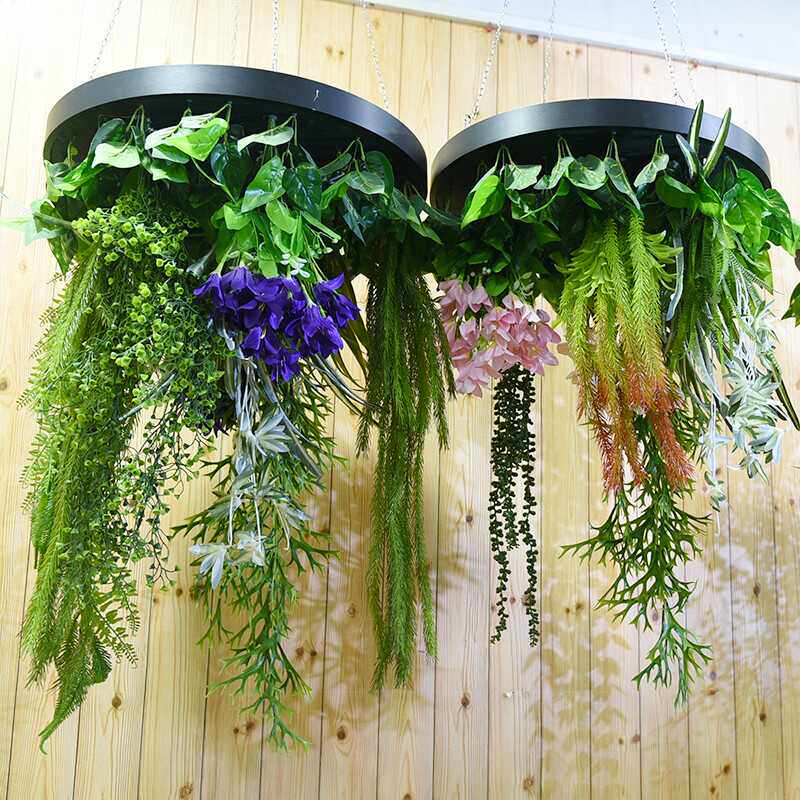 仿真绿植吊顶装饰吊篮壁挂遮挡花艺藤蔓藤条蕨叶吊饰垂挂餐厅绿植
