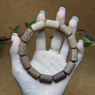 天然小叶降真香手串20*12桶珠奇楠级白绿油金丝老蜜结全品相猫推