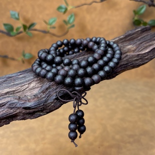 天然小叶降真香0.8圆珠108念珠糖结麻丝手串自然结香文玩香木挂链