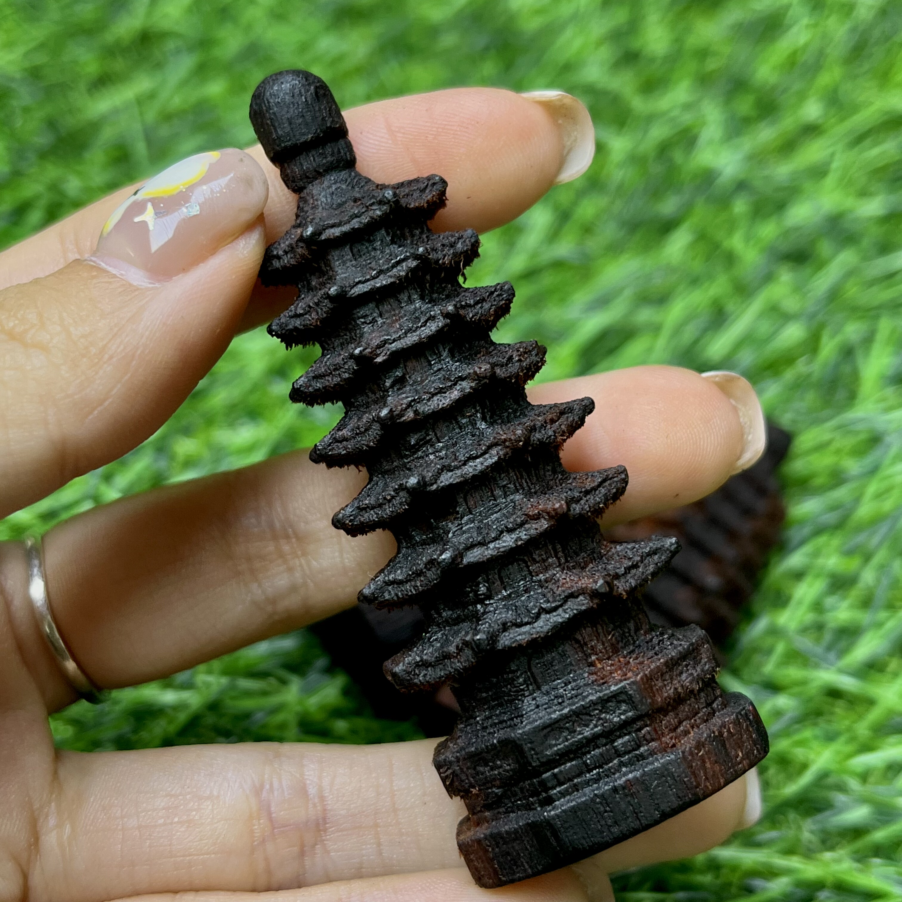 天然降真香七层小号文昌塔扁款摆件木雕手把件雕件文玩配饰猫猫推