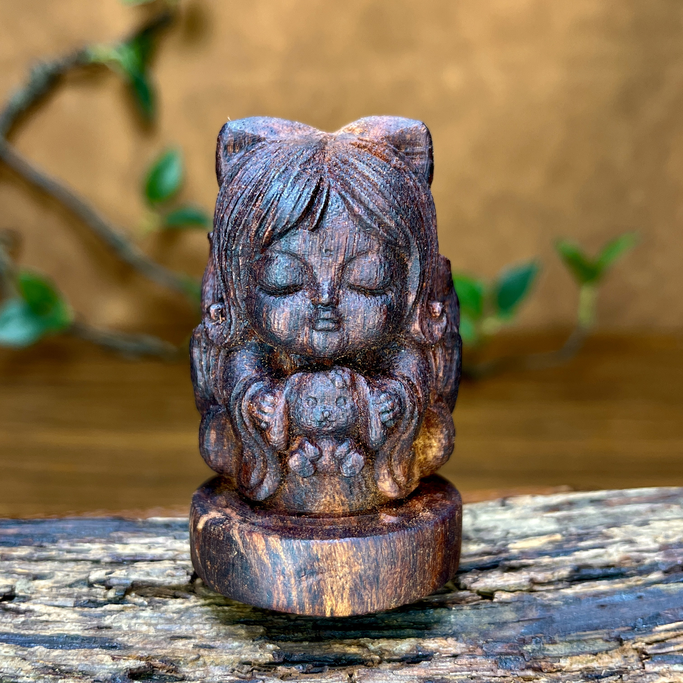 天然降真香木雕九尾狐摆件手把件