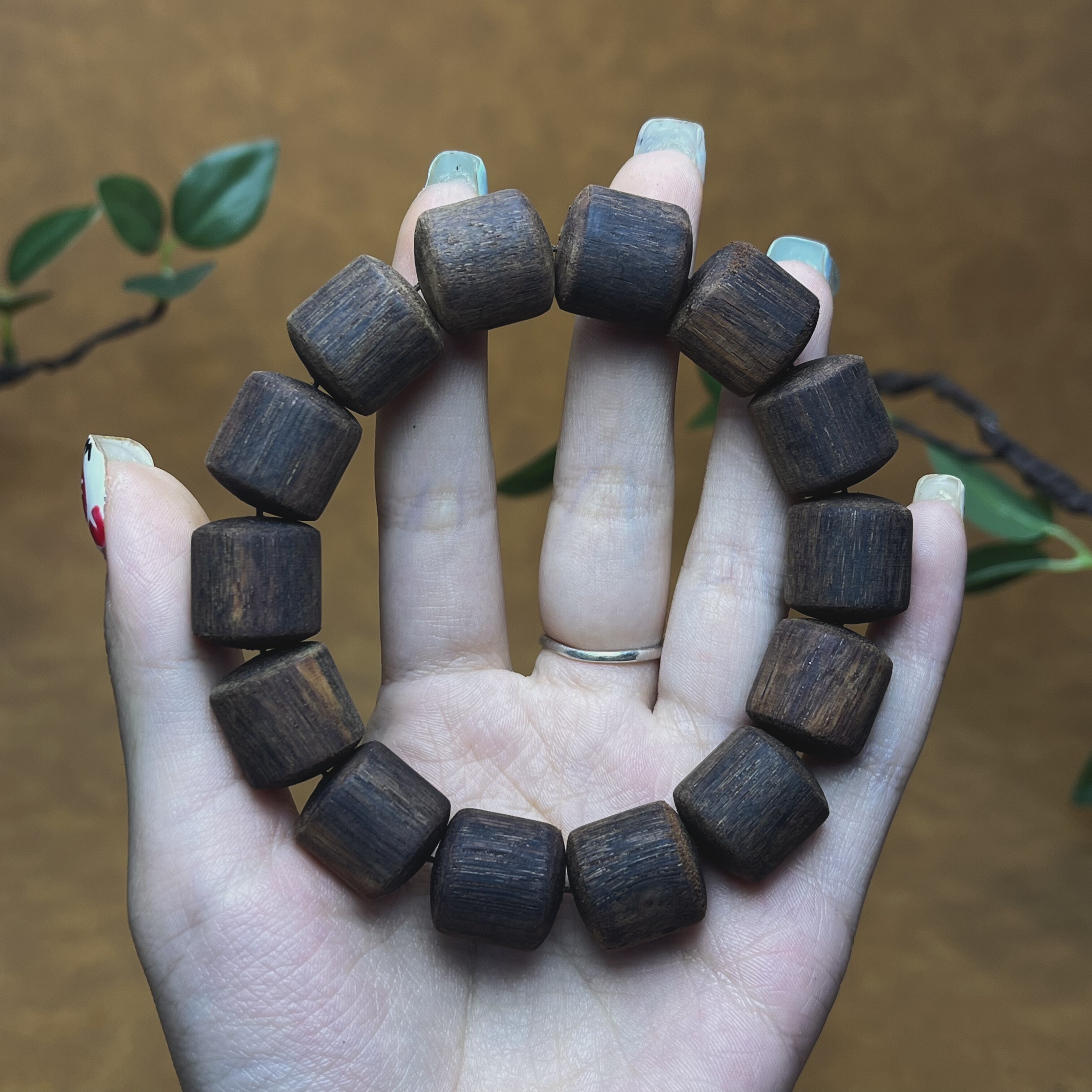 天然小叶降真香手串16*16桶珠单圈奇楠级莺歌绿满金丝蜜结油猫推