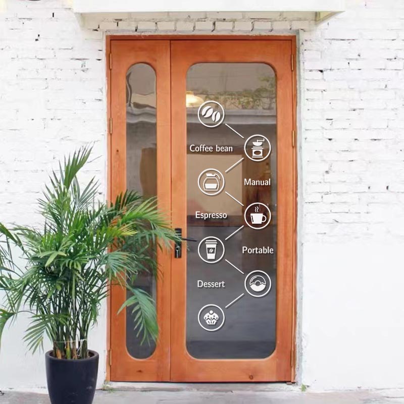 创意简约图标流程奶茶店咖啡甜品蛋糕店墙纸店铺橱窗玻璃装饰贴纸