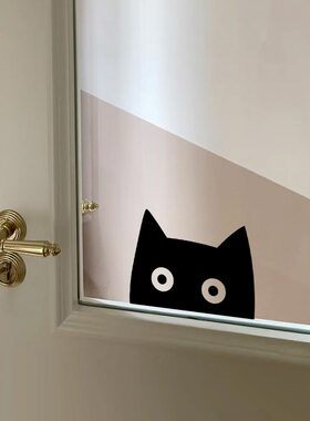 创意猫咪黑色贴纸 卧室房门墙角门窗柜子装饰贴画 宠物店布置
