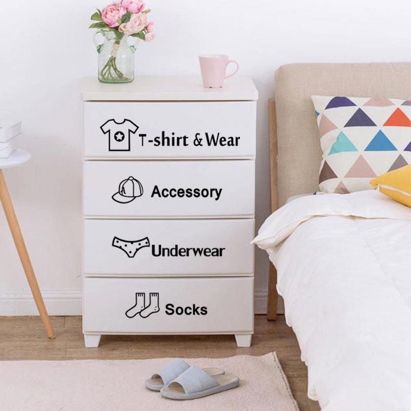 家居衣服鞋帽分类标识墙贴纸卡通橱柜衣柜整理收纳提示贴画可定制