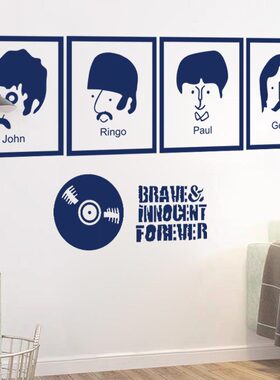 BEATLES经典复古怀旧贴画装饰个性创意时尚客厅咖啡厅墙贴可定制