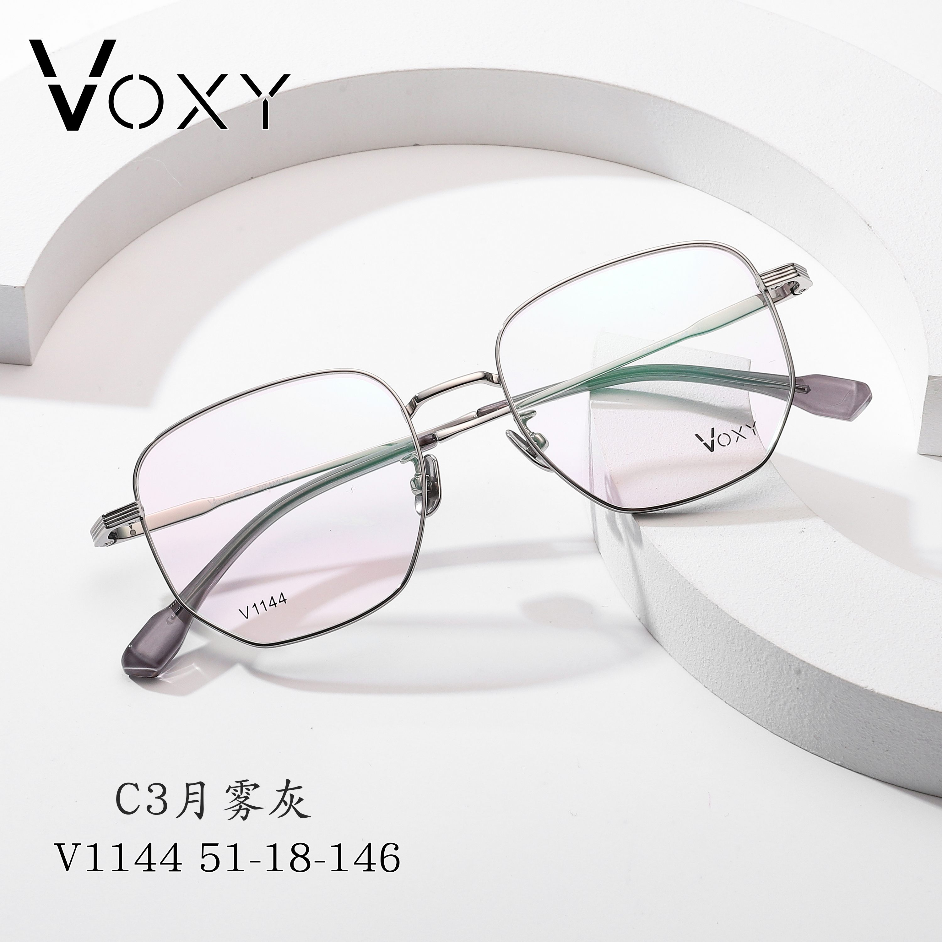 VOXY品牌新款纯钛大框不规则方形眼镜架学生上班男女V1133 V1144