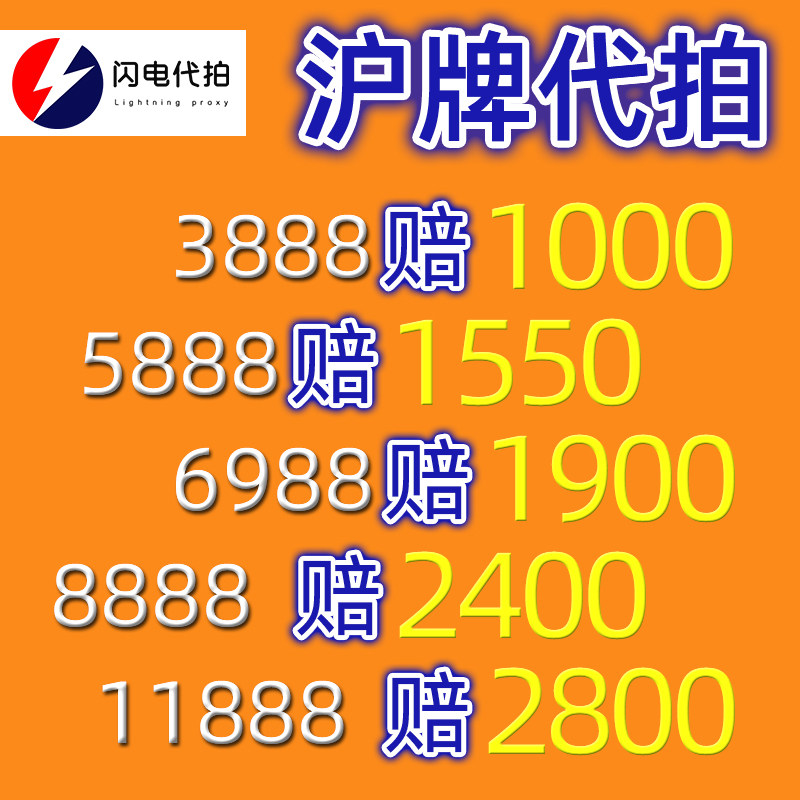 闪电代拍 沪牌代拍蓝牌上牌上海专业车牌拍牌拍沪牌汽车牌照竞拍