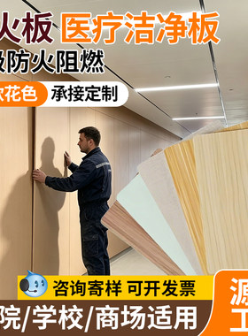 无机预涂板冰火板医院墙面医疗洁净板金属复合木纹防潮工装墙板