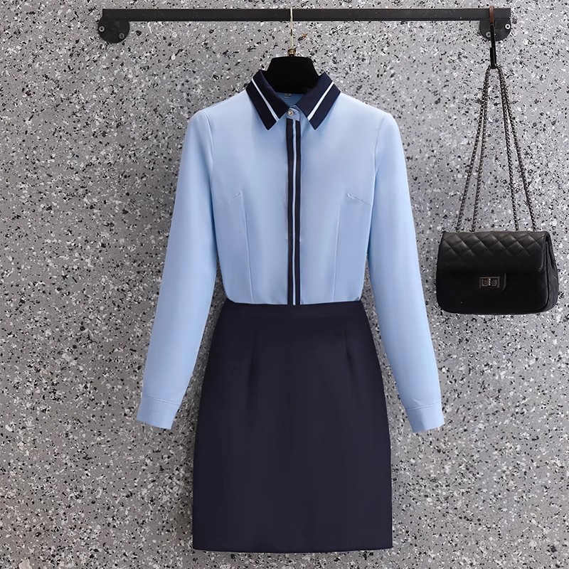 长袖衬衫女春秋时尚酒店前台工作装珠宝店美容院高端空姐职业套装