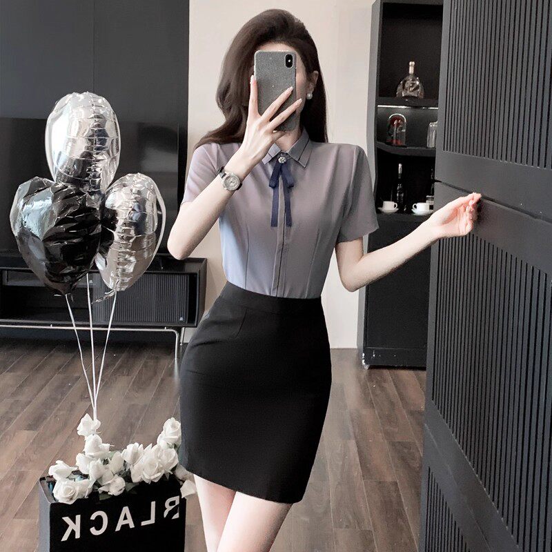短袖衬衫女职业套装裙通勤2025新款夏季薄款高级感气质工作服正装